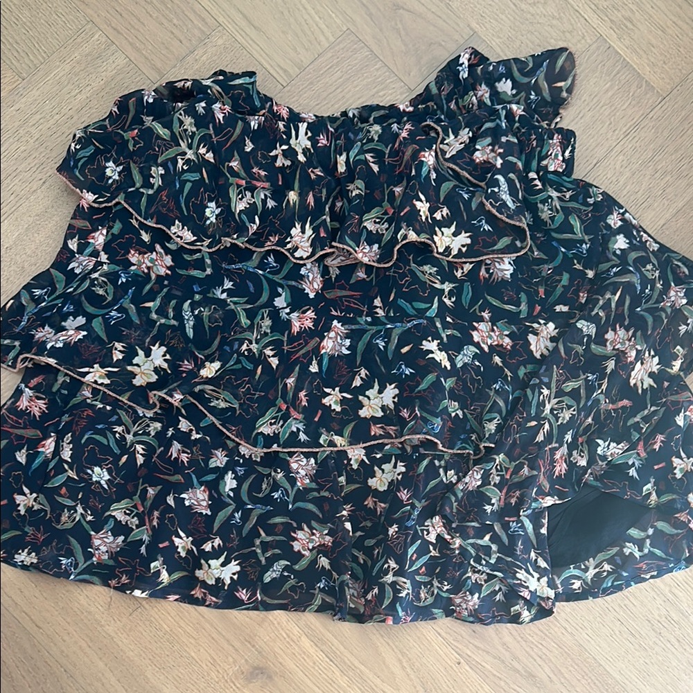 Floral Ruffle Mini Skirt